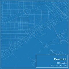 Blueprint US city map of Peoria, Illinois.