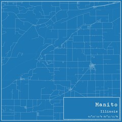 Blueprint US city map of Manito, Illinois.