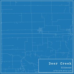 Blueprint US city map of Deer Creek, Illinois.
