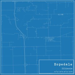 Blueprint US city map of Hopedale, Illinois.