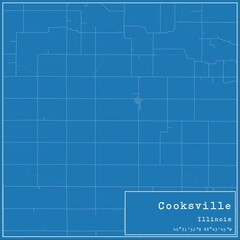 Blueprint US city map of Cooksville, Illinois.