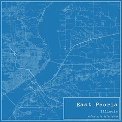 Fototapeta premium Blueprint US city map of East Peoria, Illinois.