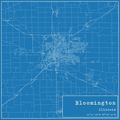 Blueprint US city map of Bloomington, Illinois.