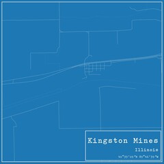 Blueprint US city map of Kingston Mines, Illinois.