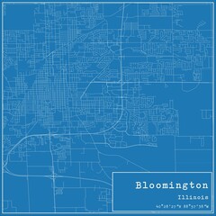 Fototapeta premium Blueprint US city map of Bloomington, Illinois.