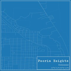 Fototapeta premium Blueprint US city map of Peoria Heights, Illinois.