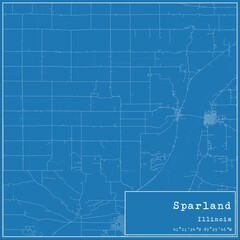 Blueprint US city map of Sparland, Illinois.