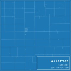 Blueprint US city map of Allerton, Illinois.