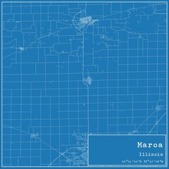Blueprint US city map of Maroa, Illinois.