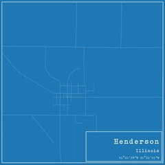 Blueprint US city map of Henderson, Illinois.