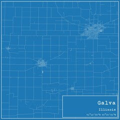 Blueprint US city map of Galva, Illinois.