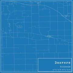 Fototapeta premium Blueprint US city map of Danvers, Illinois.