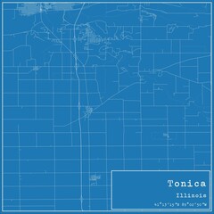 Blueprint US city map of Tonica, Illinois.