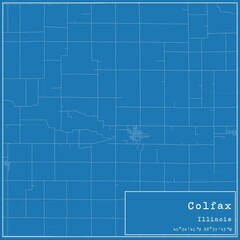 Blueprint US city map of Colfax, Illinois.