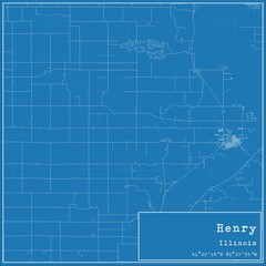 Blueprint US city map of Henry, Illinois.