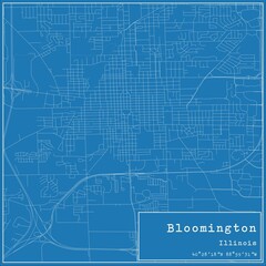Blueprint US city map of Bloomington, Illinois.