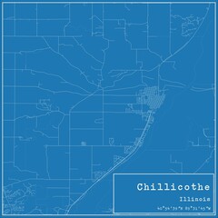 Blueprint US city map of Chillicothe, Illinois.