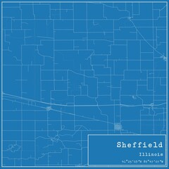 Blueprint US city map of Sheffield, Illinois.