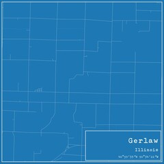 Fototapeta premium Blueprint US city map of Gerlaw, Illinois.
