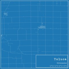 Blueprint US city map of Toluca, Illinois.