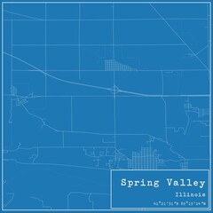 Blueprint US city map of Spring Valley, Illinois.