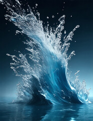 Big water splash on the surface of the sea.