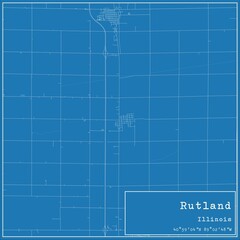 Blueprint US city map of Rutland, Illinois.