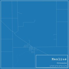 Blueprint US city map of Manlius, Illinois.