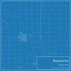 Blueprint US city map of Mendota, Illinois.