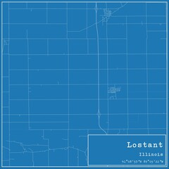 Blueprint US city map of Lostant, Illinois.