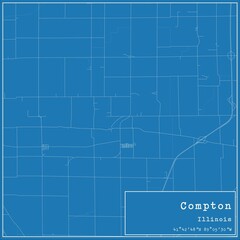 Blueprint US city map of Compton, Illinois.