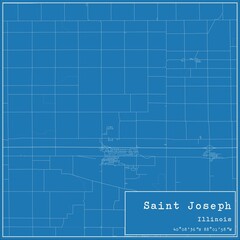 Blueprint US city map of Saint Joseph, Illinois.