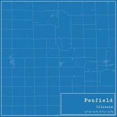 Blueprint US city map of Penfield, Illinois.