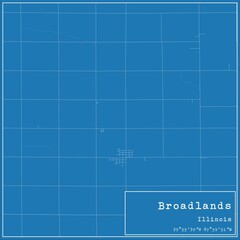 Blueprint US city map of Broadlands, Illinois.