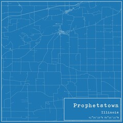 Blueprint US city map of Prophetstown, Illinois.