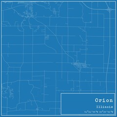Blueprint US city map of Orion, Illinois.