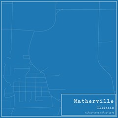 Blueprint US city map of Matherville, Illinois.