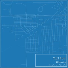 Blueprint US city map of Tilton, Illinois.