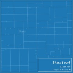 Fototapeta premium Blueprint US city map of Stanford, Illinois.