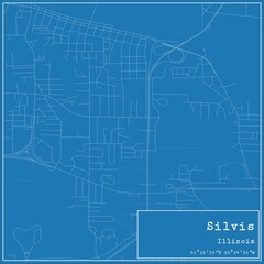 Blueprint US city map of Silvis, Illinois.
