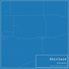 Blueprint US city map of Shirland, Illinois.