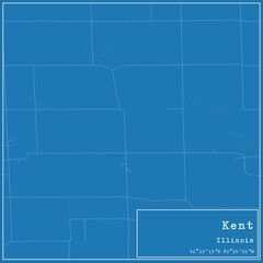 Blueprint US city map of Kent, Illinois.