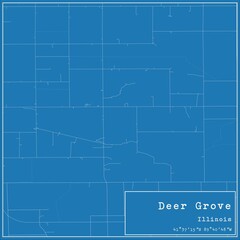 Blueprint US city map of Deer Grove, Illinois.