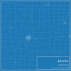 Blueprint US city map of Aledo, Illinois.