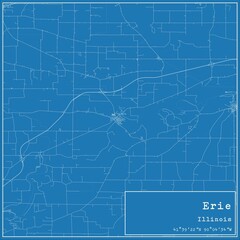 Blueprint US city map of Erie, Illinois.