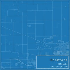 Blueprint US city map of Rockford, Illinois.