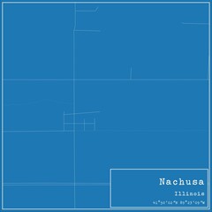 Blueprint US city map of Nachusa, Illinois.