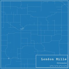 Blueprint US city map of London Mills, Illinois.