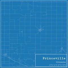 Blueprint US city map of Princeville, Illinois.