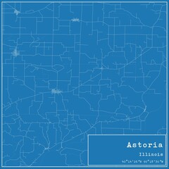 Blueprint US city map of Astoria, Illinois.